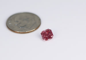 0.74ct Radiant shape 3PP Fancy Vivid Purplish Pink Certified Australian Pink Diamond, ARG24