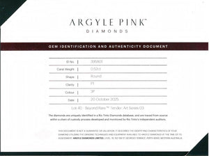 0.52ct Round shape 3P Fancy Intense Pink Certified Australian Pink Diamond, ARG29