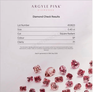0.4ct Radiant Cut 5P Fancy Deep Purplish Pink Certified Australian Pink Diamond, ARG42