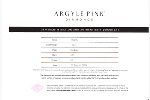 1.32ct Radiant shape 3P Fancy Vivid Pink Certified Australian Pink Diamond, ARG15