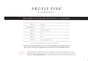 0.52ct Round shape 4PP Fancy Intense Purplish Pink Certified Australian Pink Diamond, ARG28