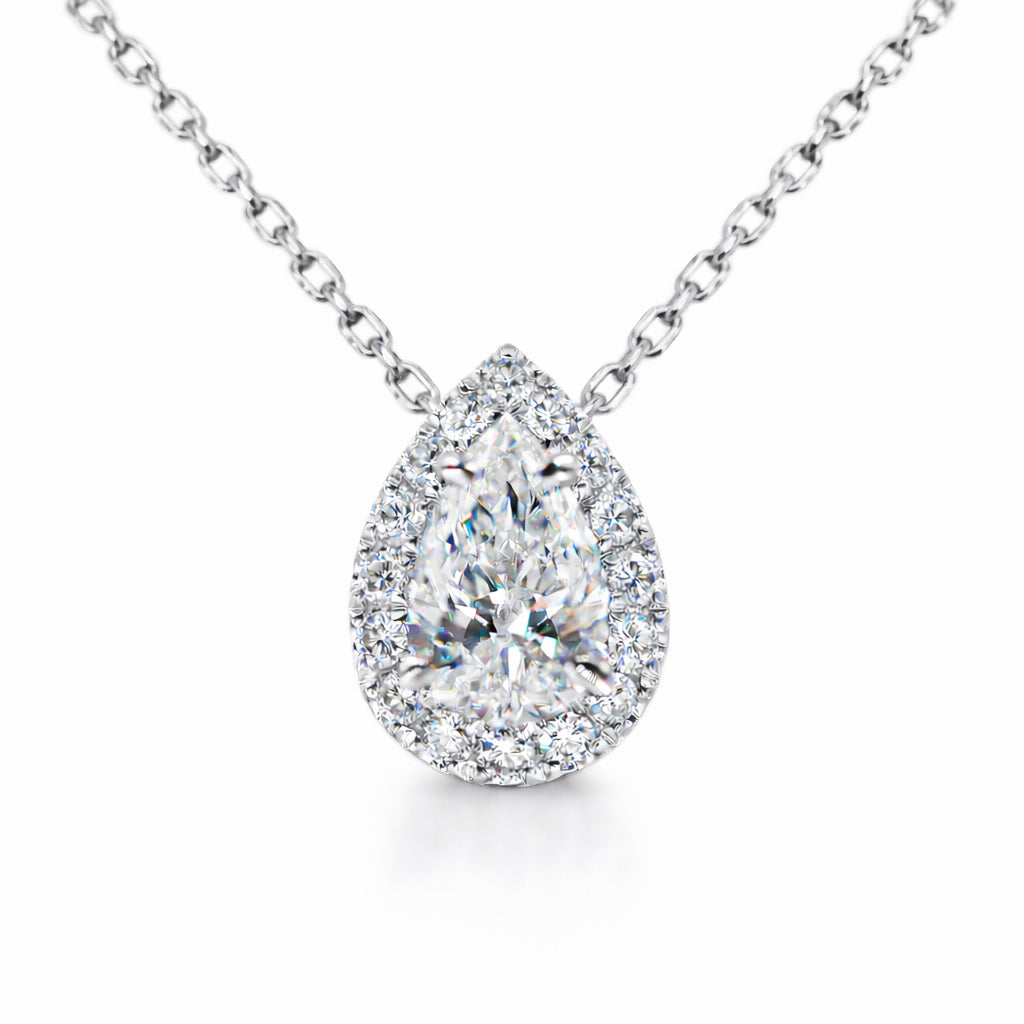 Pear shaped diamond Halo pendants Brisbane best value