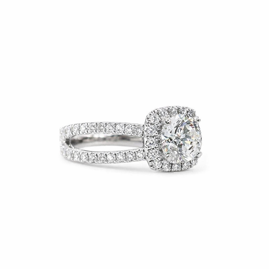 round brilliant cut diamond halo engagement rings melbourne custom design