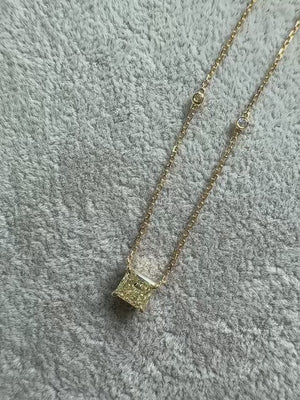 Radiant cut Fancy Intense Yellow Diamond Solitaire Pendants Sydney Vitage style