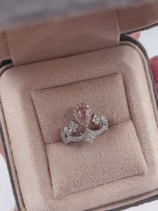 Pear shaped Fancy intense Pink Diamond engagement rings Melbourne unique design