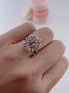 Oval cut Fancy Vivid pink diamond halo rings Melbourne Limited-time jewelry sale