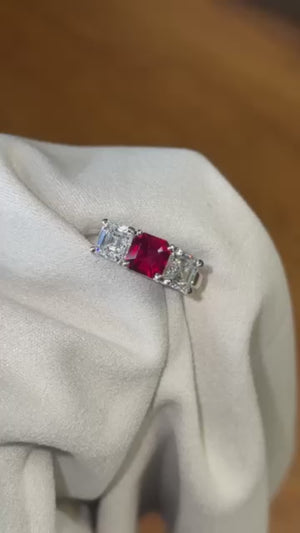 radiant cut ruby diamond egagement rings perth australia custom design