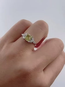 Cushion cut fancy yellow diamond side stone rings sydney best price