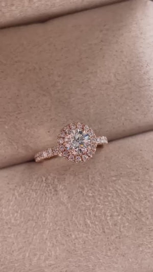 round brilliant cut diamond halo engagement rings melbourne custom design