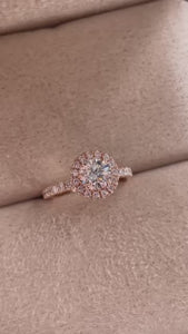 round brilliant cut diamond halo engagement rings melbourne custom design