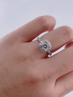 Cushion Cut Halo Diamond Engagement Ring - CUHSHR04