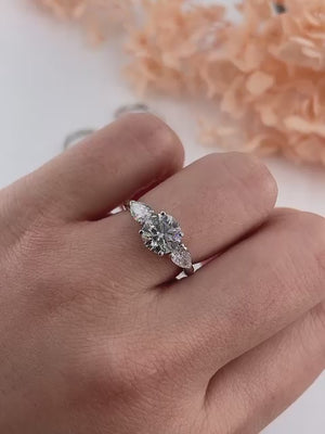 round brilliant cut diamond three stone engagement rings brisbane for sale