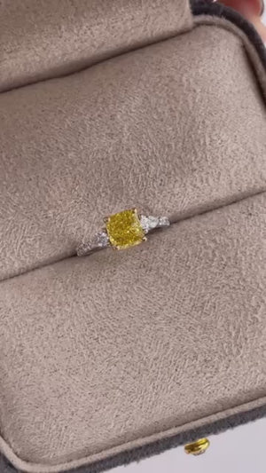 cushion cut fancy vivid yellow diamond engagement rings brisbane on sale