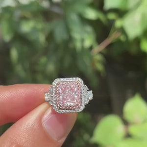 Radiant cut Argyle Pink Diamond Halo rings Sydney Best Price
