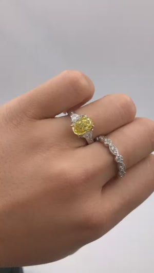 Oval cut yellow diamond rings Sydney Special offer