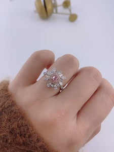 Radiant cut Argyle Pink Diamond Halo rings Perth unique design
