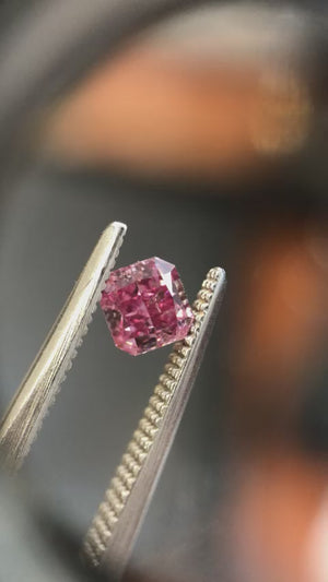 0.51ct Radiant shape 4PP Fancy Vivid Purplish Pink Certified Australian Pink Diamond, ARG08