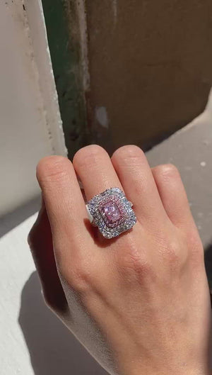 Radiant cut argyle pink diamond halo rings perth australia High-quality jewelry at best price
