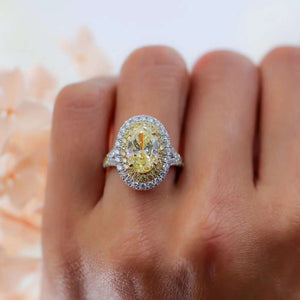 Oval cut Fancy Intense Yellow Diamond Halo Engagement rings Sydney Best Value