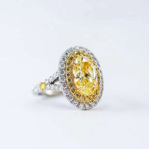Oval cut Fancy Intense Yellow Diamond Halo Engagement rings Sydney Best Value