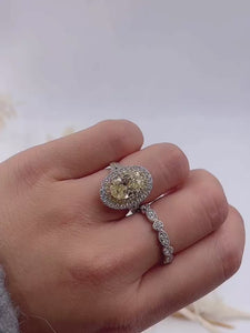 Oval cut Fancy Intense Yellow Diamond Halo Engagement rings Sydney Best Value