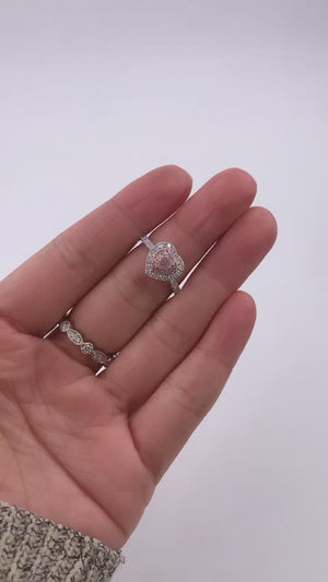 Heart shape argyle pink diamond halo rings Perth best value