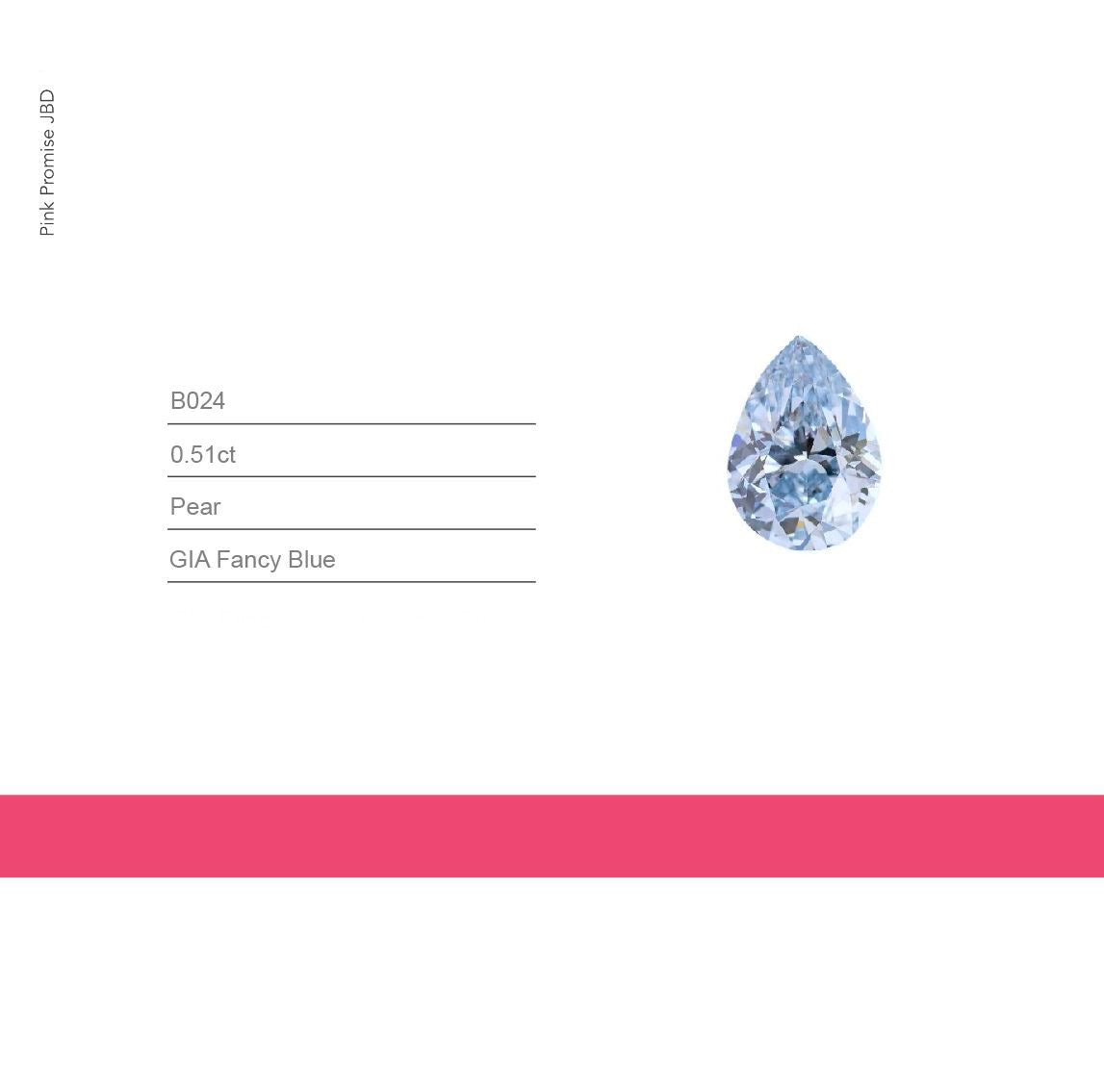 0.51ct Pear Shape Fancy Blue Color Diamond, B024