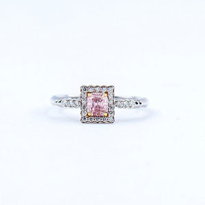 Radiant cut argyle pink diamond halo rings  Sydney unique design