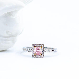 Radiant cut argyle pink diamond halo rings  Sydney unique design