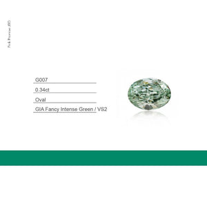 0.34ct Oval Cut Fancy Intense Green Color Diamond, G007