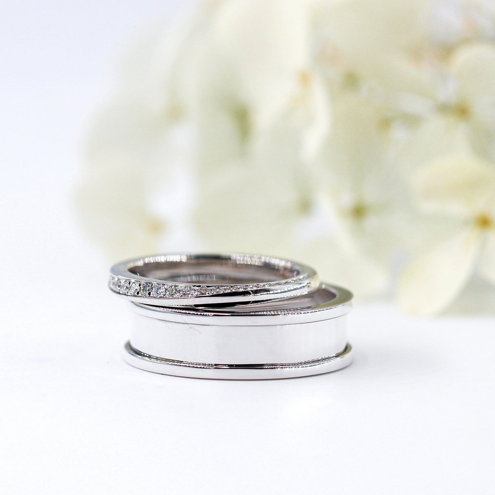18k White Gold Wedding Bands Sydney unique design
