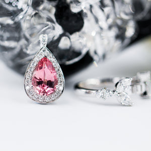 pear shape Tourmaline halo engagement rings perth best price
