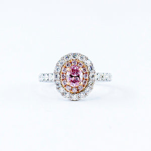 Oval cut argyle pink diamond halo rings Sydney special offer