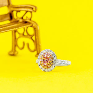Oval cut argyle pink diamond halo rings Sydney special offer