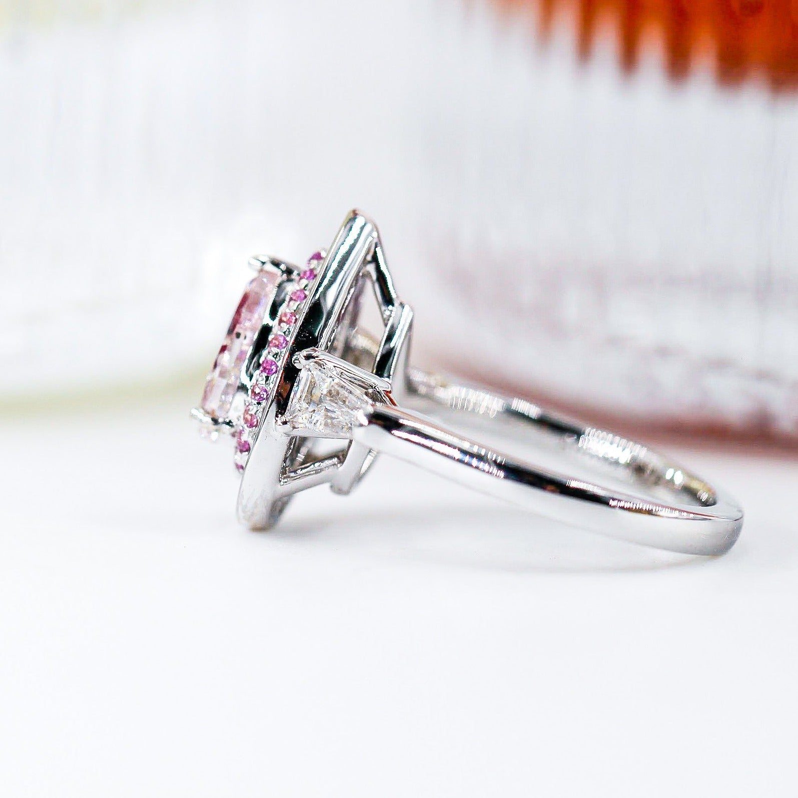 Pear shape Fancy purplish pink diamond halo engagement rings Perth New arrival