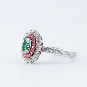 Oval cut Fancy Green Diamond Halo Engagement rings Brisbane Luxury jewelry