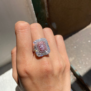Radiant cut argyle pink diamond halo rings perth australia High-quality jewelry at best price