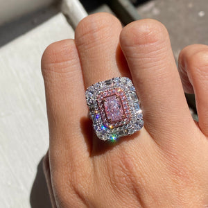 Radiant cut argyle pink diamond halo rings perth australia High-quality jewelry at best price