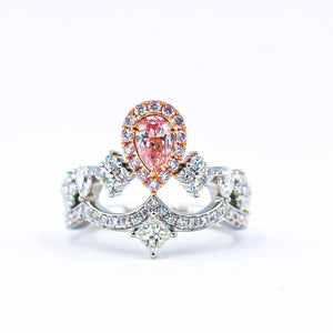 Pear shaped Fancy intense Pink Diamond engagement rings Melbourne unique design