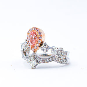 Pear shaped Fancy intense Pink Diamond engagement rings Melbourne unique design