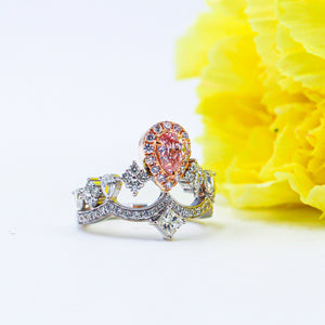 Pear shaped Fancy intense Pink Diamond engagement rings Melbourne unique design