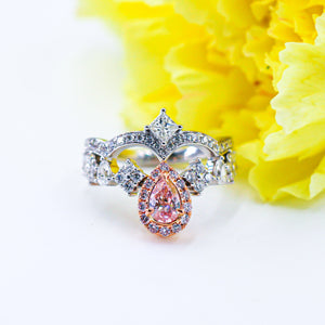 Pear shaped Fancy intense Pink Diamond engagement rings Melbourne unique design