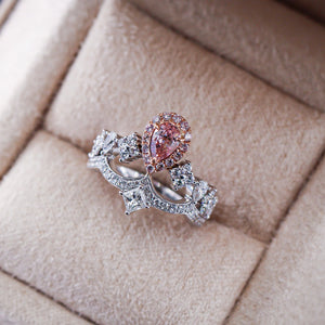 Pear shaped Fancy intense Pink Diamond engagement rings Melbourne unique design