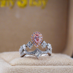 Pear shaped Fancy intense Pink Diamond engagement rings Melbourne unique design
