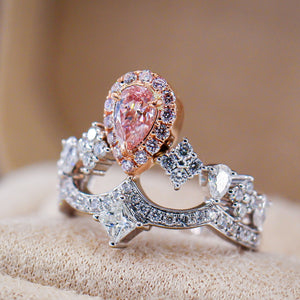Pear shaped Fancy intense Pink Diamond engagement rings Melbourne unique design