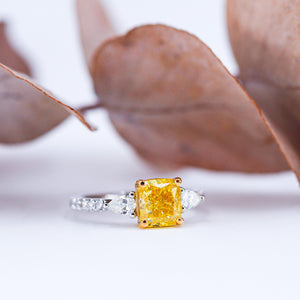 cushion cut fancy vivid yellow diamond engagement rings brisbane on sale