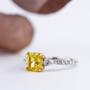 cushion cut fancy vivid yellow diamond engagement rings brisbane on sale