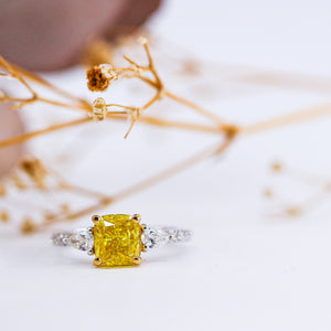 cushion cut fancy vivid yellow diamond engagement rings brisbane on sale