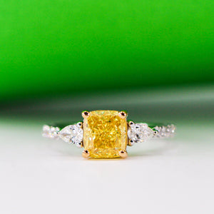 cushion cut fancy vivid yellow diamond engagement rings brisbane on sale