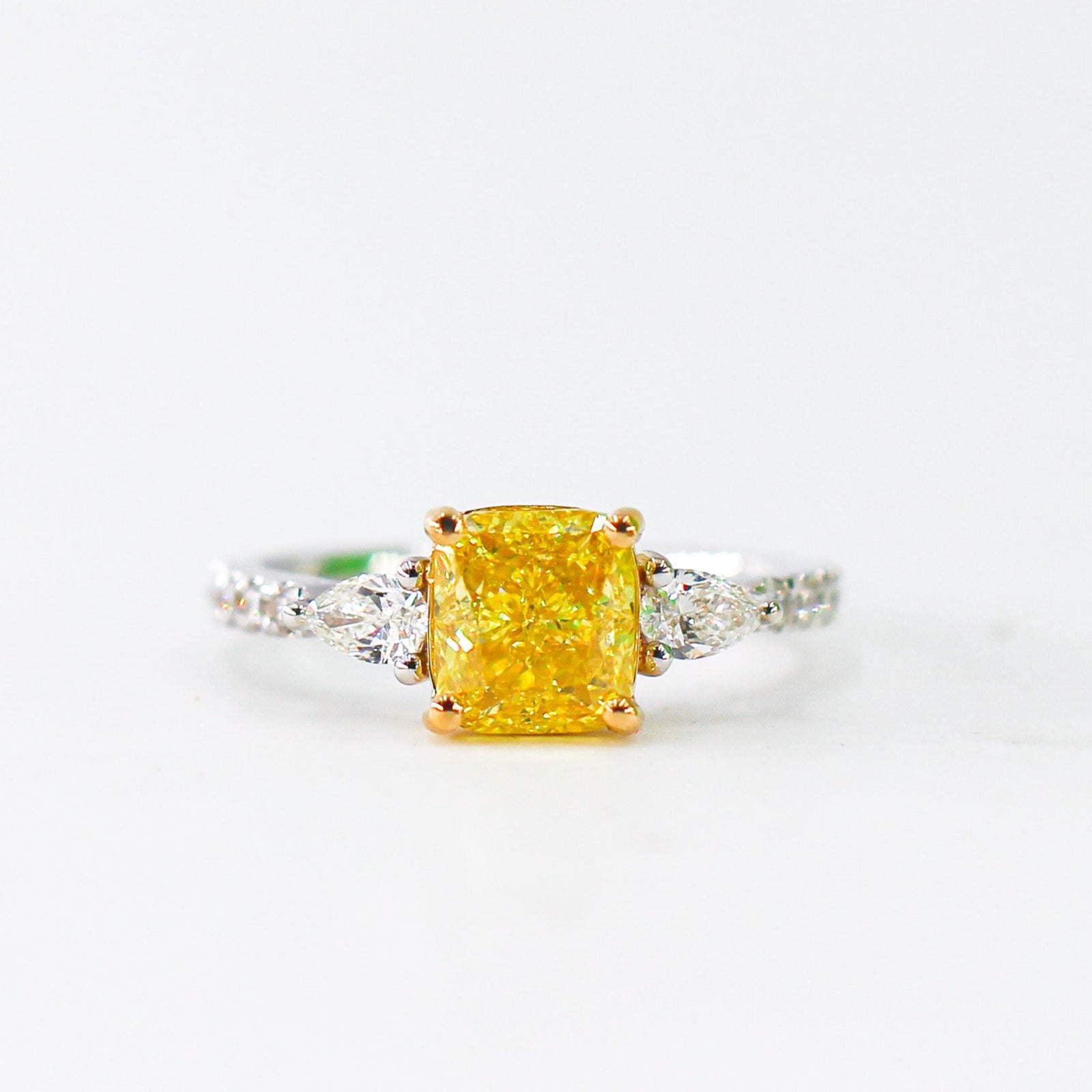cushion cut fancy vivid yellow diamond engagement rings brisbane on sale